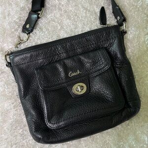 Coach Pebbled Black Leather Penelope Crossbody Bag